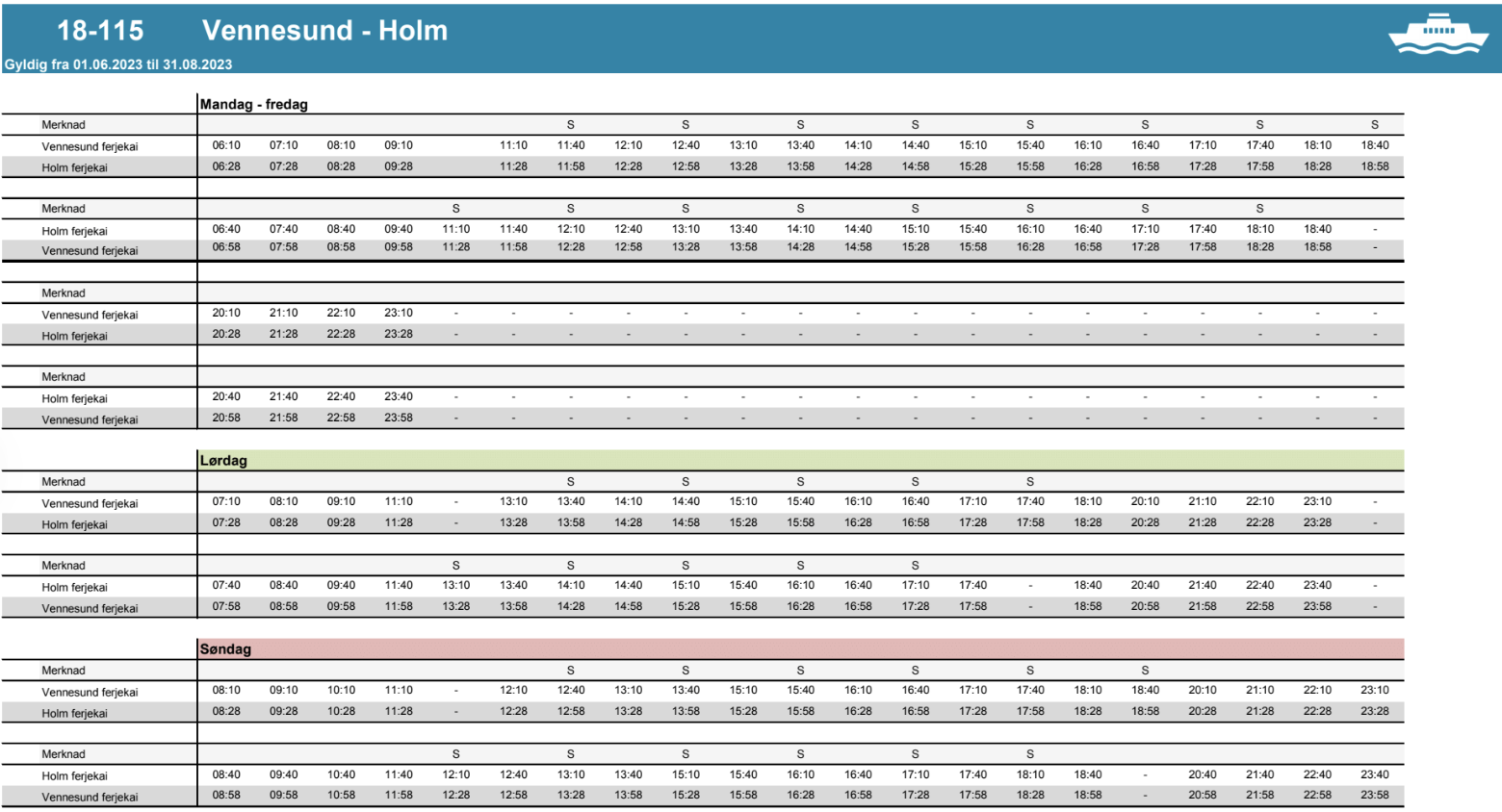 ferge-vennesund-holm-timer-og-priser-all-informasjon-alt-du